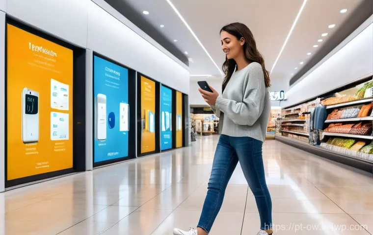 실내 위치 추적 기술을 활용한 스마트 빌딩 구현 - **A Woman Navigating a Modern Portuguese Shopping Center with Indoor Localization**
A bright, cl...